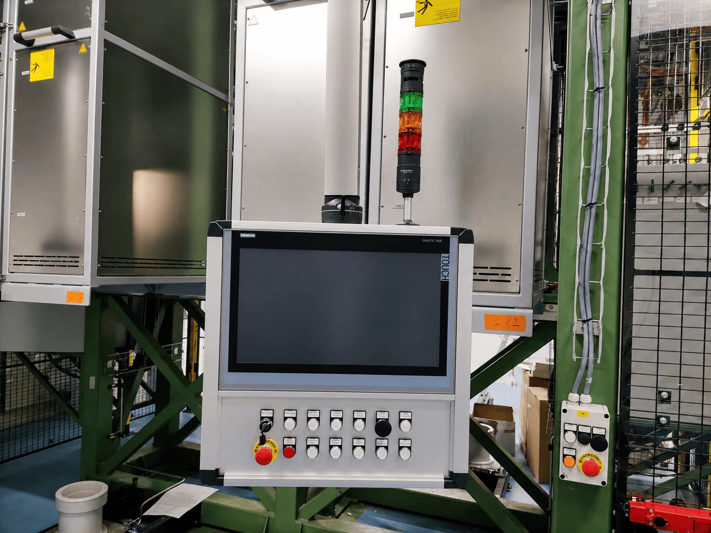 Panel and machine-side devices of the towers